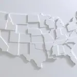 embossed white US map