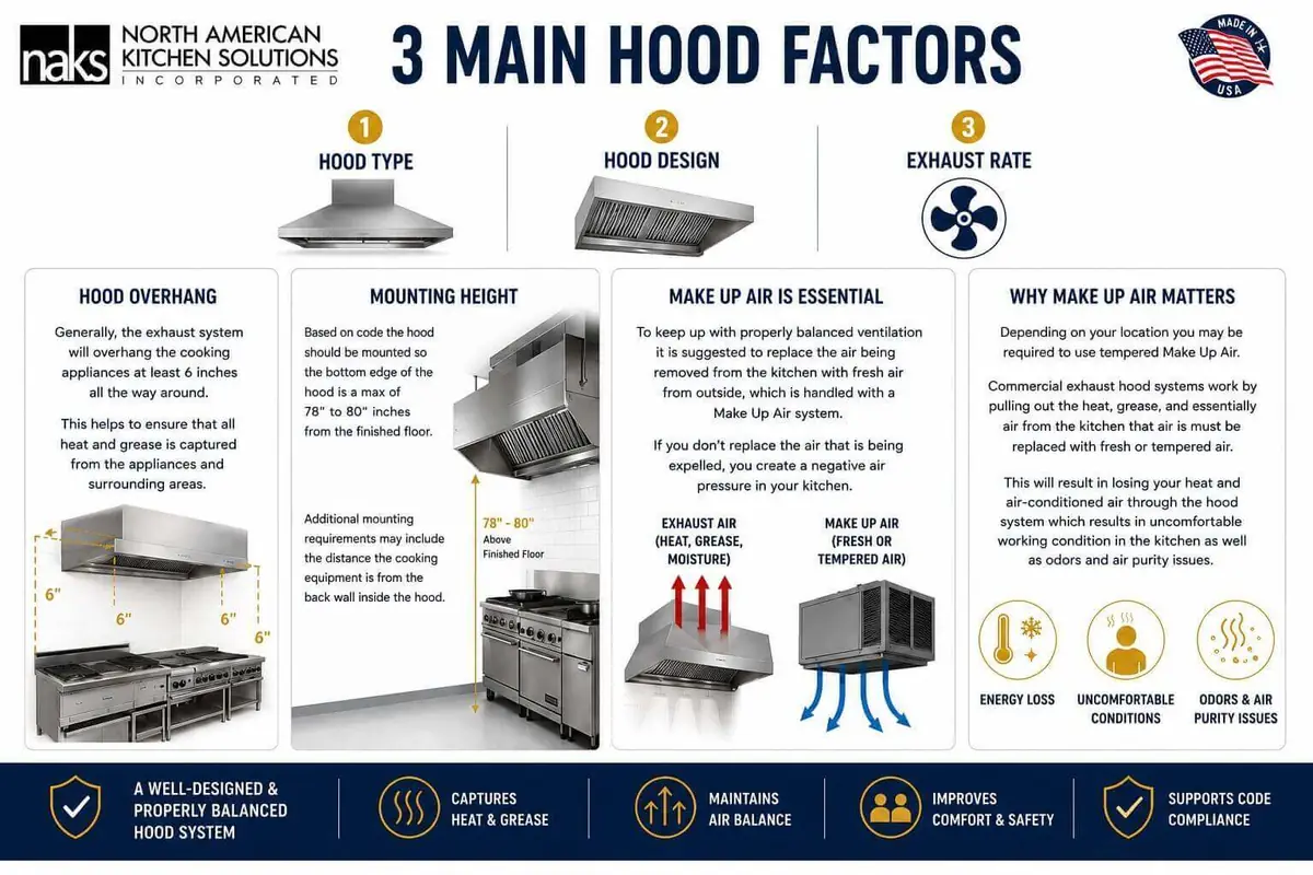3 main commercial kitchen hood
