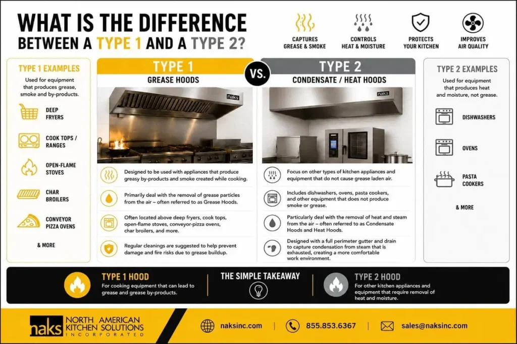 What is the Difference Between Type 1 vs. Type 2 Hoods?